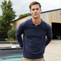 Threadbare Trophy Neck Knitted Long Sleeve Polo Jumper -Urban Gent 29891618 l