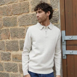 Threadbare Long Sleeve Quarter Zip Polo Jumper