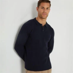 Threadbare Knitted Long Sleeve Polo Jumper