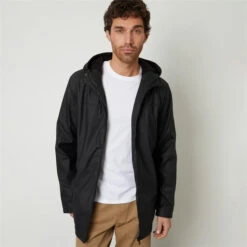 Threadbare Microfleece Lined Hooded Rubberised Raincoat