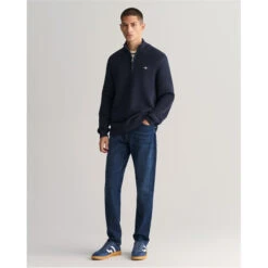 Gant TEXTURED COTTON H-ZIP EVENING BLUE -Urban Gent 31372118 l a3