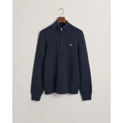 Gant TEXTURED COTTON H-ZIP EVENING BLUE -Urban Gent 31372118 l a4