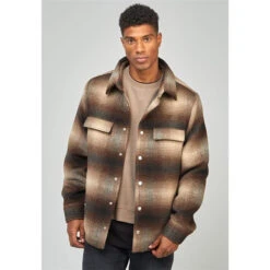 SikSilk Printed Logo Check Overshirt