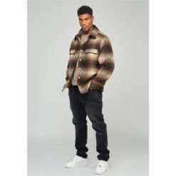 SikSilk Printed Logo Check Overshirt -Urban Gent 31521305 l a2