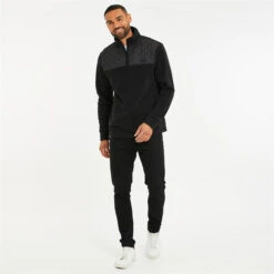 Threadbare Quarter Zip Quilted Fleece Jumper -Urban Gent 31709703 l a2