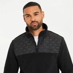 Threadbare Quarter Zip Quilted Fleece Jumper -Urban Gent 31709703 l a3