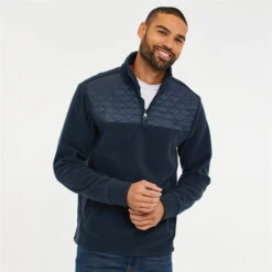 Threadbare Quarter Zip Quilted Fleece Jumper -Urban Gent 31709718 l