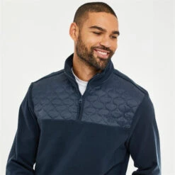 Threadbare Quarter Zip Quilted Fleece Jumper -Urban Gent 31709718 l a3