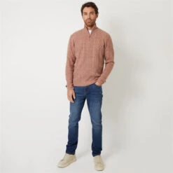 Threadbare Cable Knit Detail Quarter Zip Jumper -Urban Gent 31747805 l a2