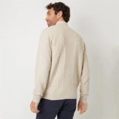 Threadbare Cable Knit Detail Quarter Zip Jumper -Urban Gent 31747869 l a1
