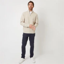 Threadbare Cable Knit Detail Quarter Zip Jumper -Urban Gent 31747869 l a2