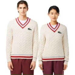 Lacoste V Neck Cable Knit Jumper -Urban Gent 32657569 l