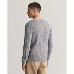 Gant COTTON CABLE C-NECK EVENING BLUE S -Urban Gent 32888602 l a3