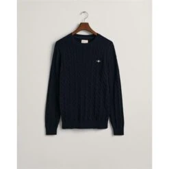 Gant COTTON CABLE C-NECK EVENING BLUE S