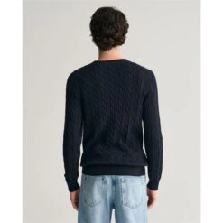 Gant COTTON CABLE C-NECK EVENING BLUE S -Urban Gent 32888618 l a3
