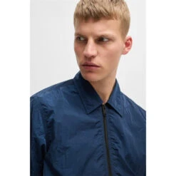 Boss Crinkle-Effect Fabric Oversized-Fit Overshirt -Urban Gent 32890218 l a2