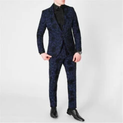 Novello Skinny Fit Flocked Suit Jacket -Urban Gent 52022718 l a2