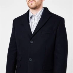 Ted Baker Navy Woolen Melton Coat -Urban Gent 60311118 l a3